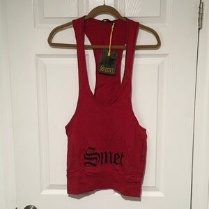 Christian Audigier Red Graphic Tank Top